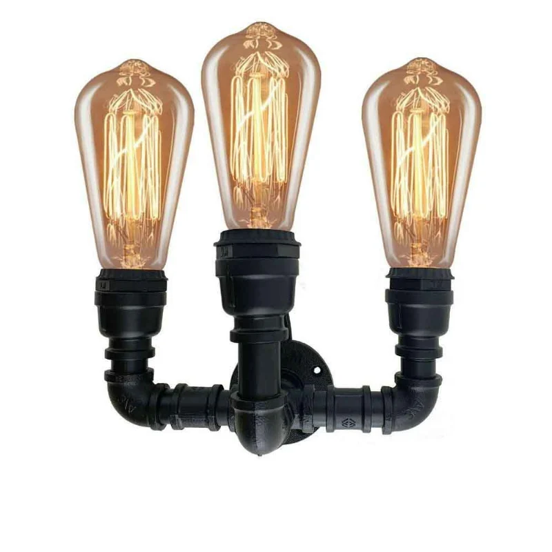 Vintage 3-flammige Wasserrohr Wandleuchte E27~1240