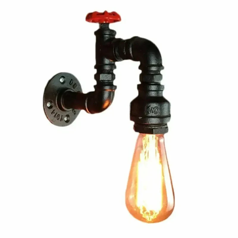 Steampunk Wandleuchte Wasserrohr schwarz – Vintage-Wandlicht~1257