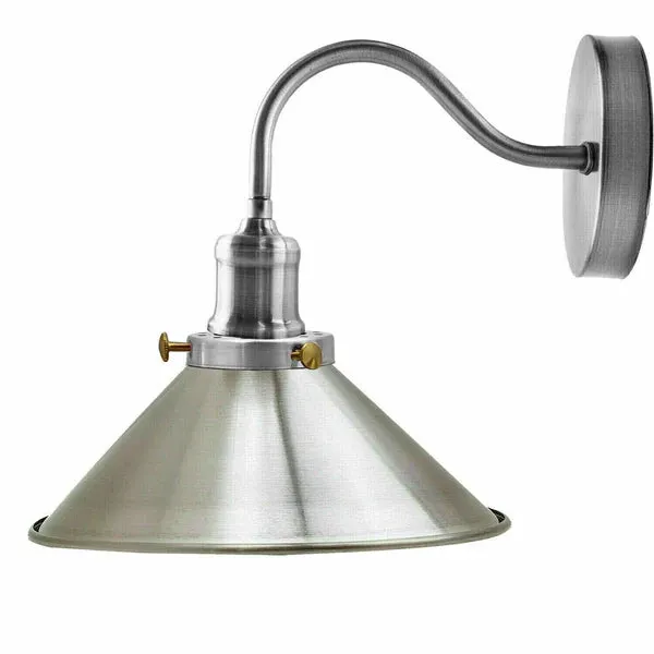 Vintage Stalllampe Messing – Industrie Schwanenhals Wandleuchte E27 ~3260