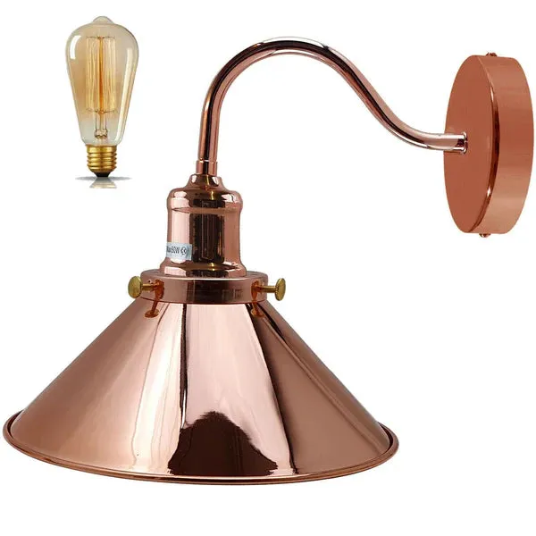 Vintage Stalllampe Messing – Industrie Schwanenhals Wandleuchte E27 ~3260