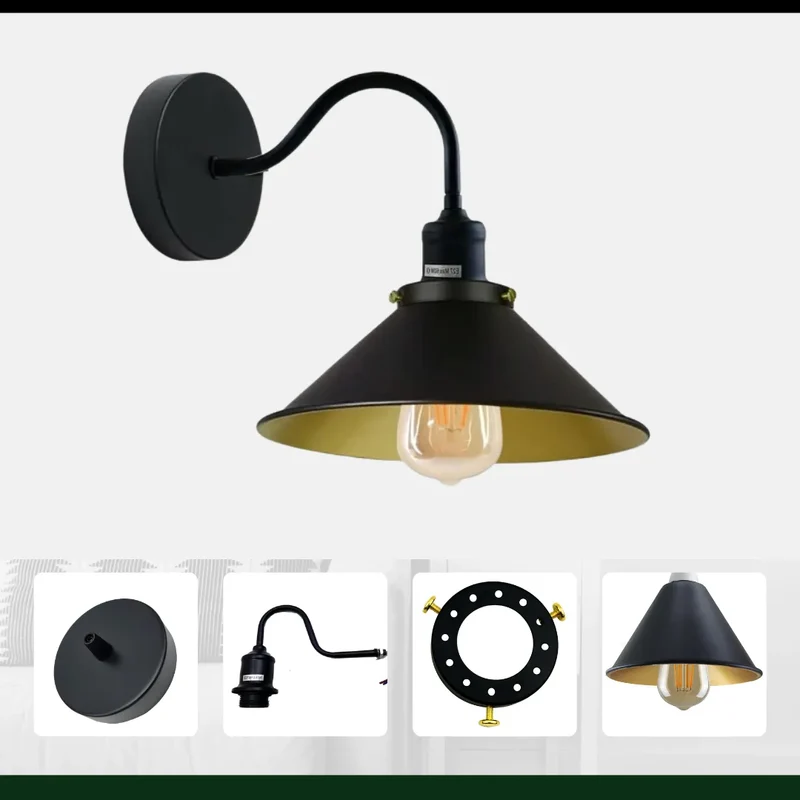 Vintage Stalllampe Messing – Industrie Schwanenhals Wandleuchte E27 ~3260