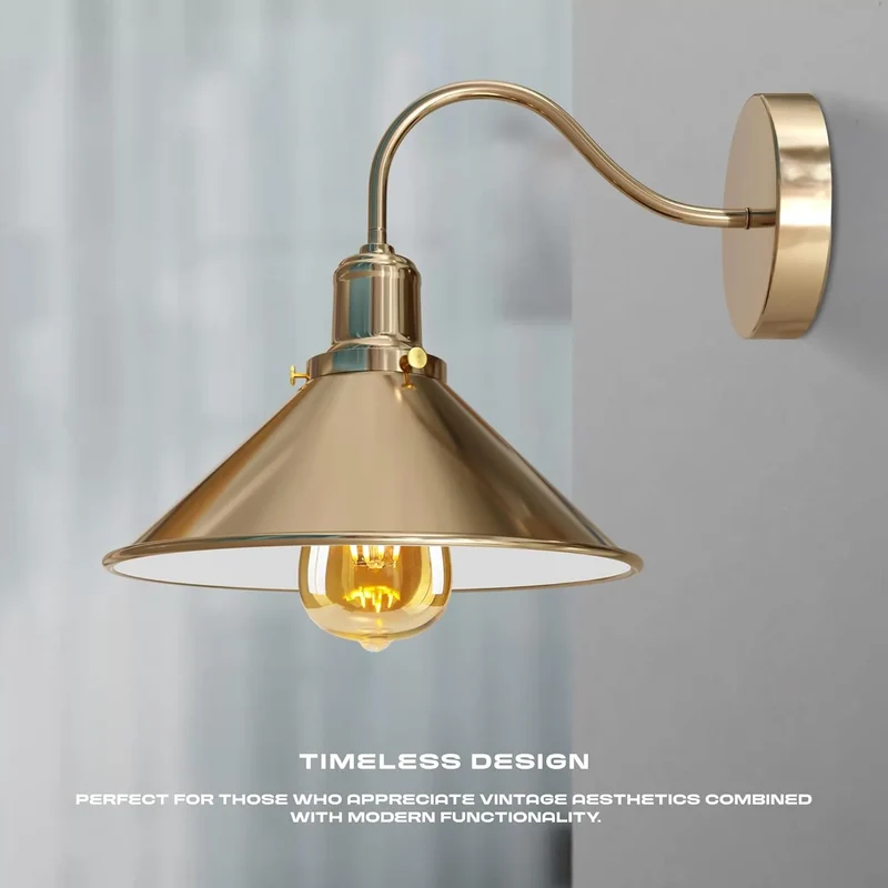 Vintage Stalllampe Messing – Industrie Schwanenhals Wandleuchte E27 ~3260