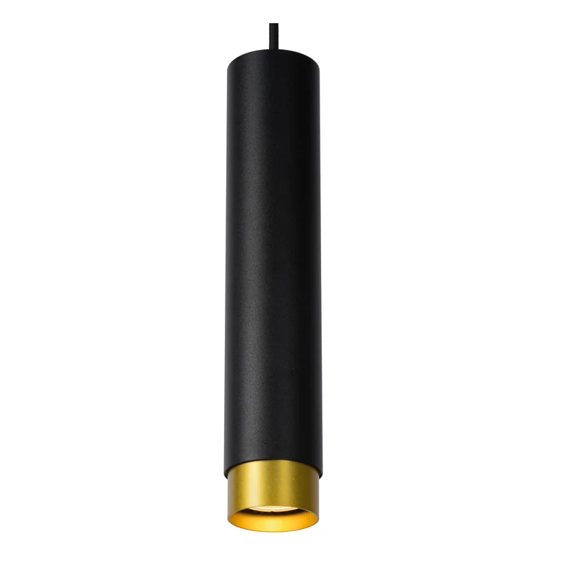Pendelleuchte Floris Zylinderform 1-flammig höhenverstellbar Schwarz, Messing