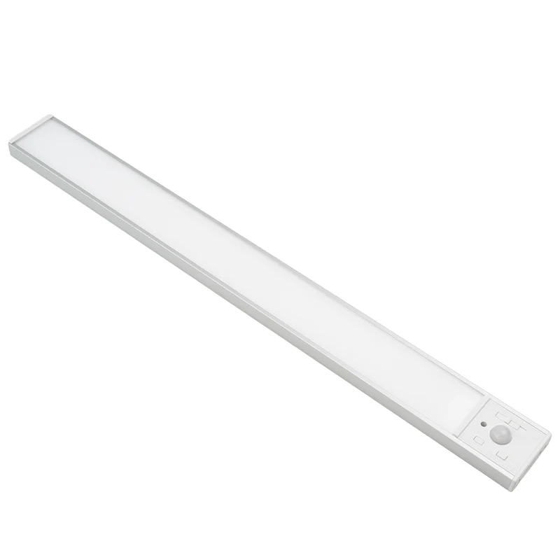 LED Schrankbeleuchtung mit Bewegungsmelder, Silberton, 40 cm, dimmbar, einstellbare Lichtfarbe, USB-aufladbar, einfache Befestigung, Unterbauleuchte