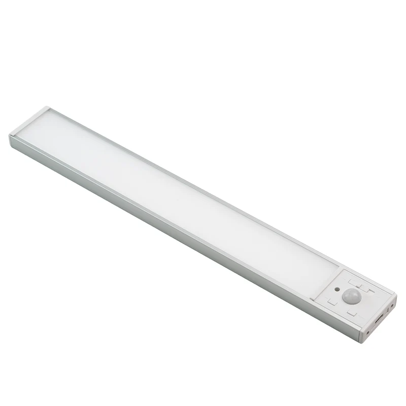 LED Schrankbeleuchtung mit Bewegungsmelder, Silberton, 30 cm, dimmbar, einstellbare Lichtfarbe, USB-aufladbar, einfache Befestigung, Unterbauleuchte