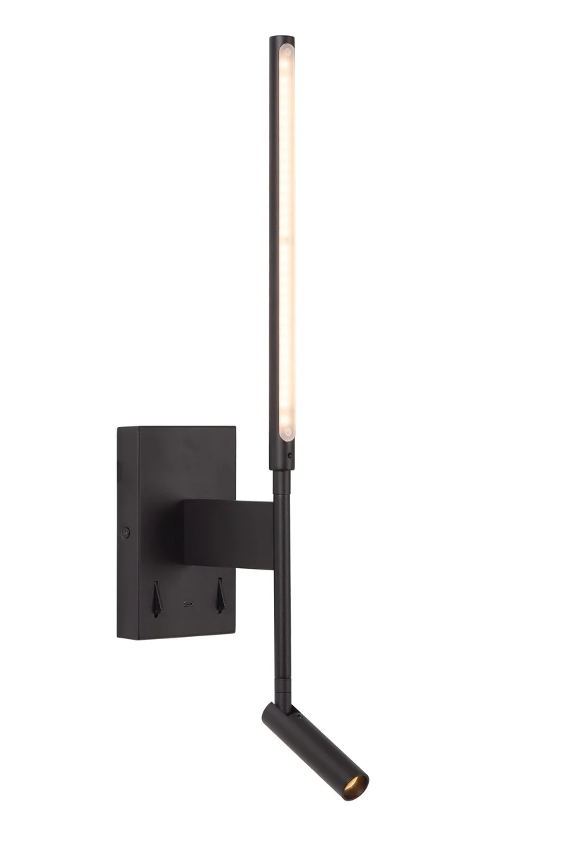 LED-Wandleuchte Finan mit USB-Ladeanschluss schwenkbar Schwarz