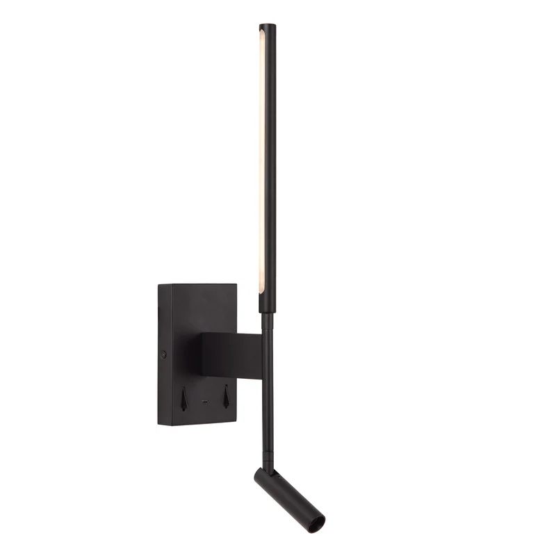 LED-Wandleuchte Finan mit USB-Ladeanschluss schwenkbar Schwarz