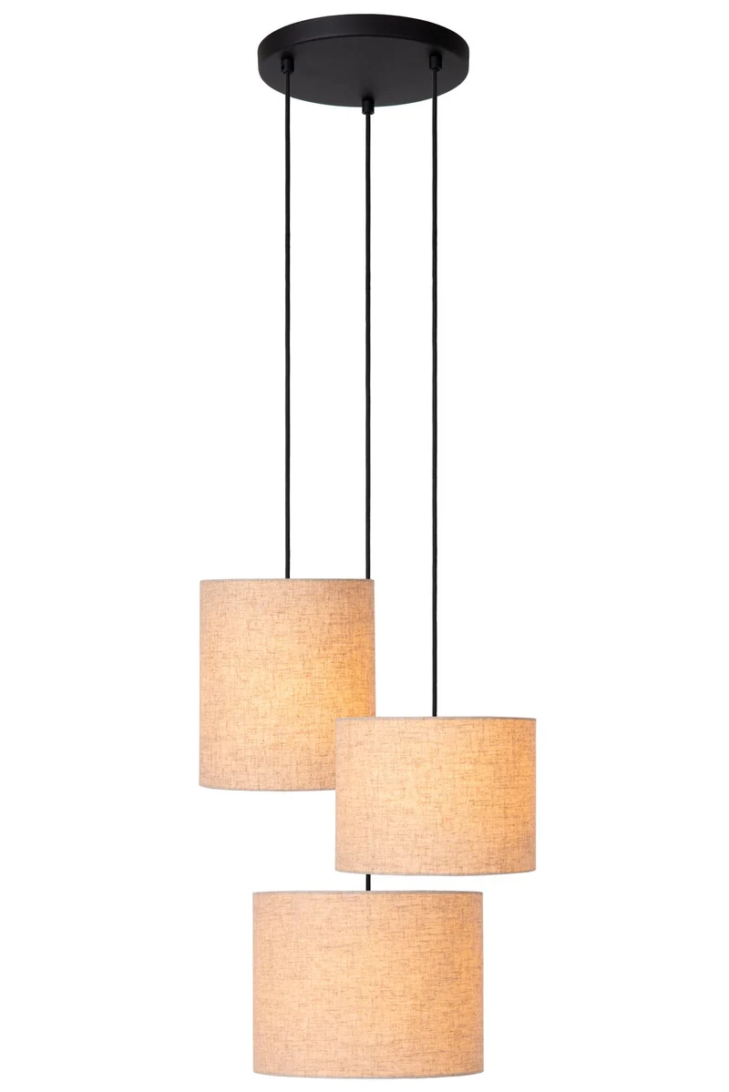 Pendelleuchte Maya 3-flammig höhenverstellbar mit Baumwollschirmen Ø 46cm