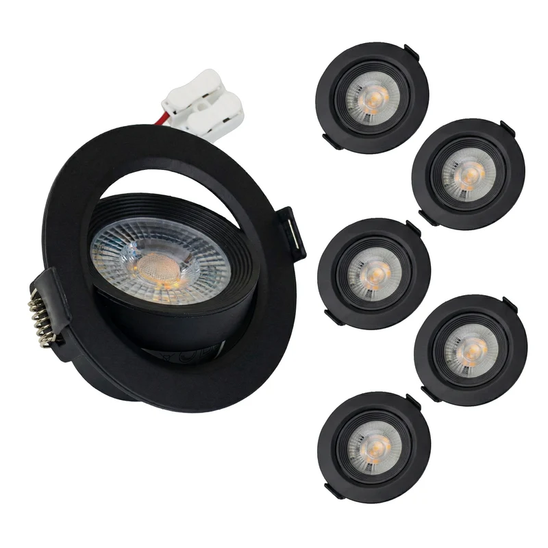 LED Downlight, schwenkbar, in Schwarz, 7 W, 600 lm, 3000 K (warmweiß), 38°, Einbaustrahler