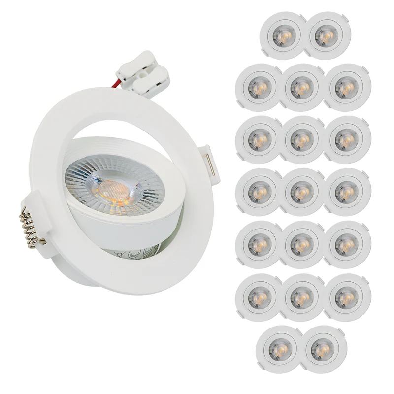 LED Downlight, schwenkbar, in Weiß, 7 W, 600 lm, 3000 K (warmweiß), 38°, Einbaustrahler