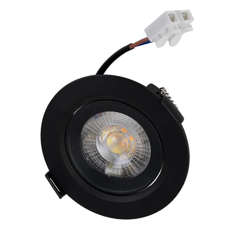 LED Downlight, schwenkbar, in Schwarz, 7 W, 600 lm, 3000 K (warmweiß), 38°, Einbaustrahler