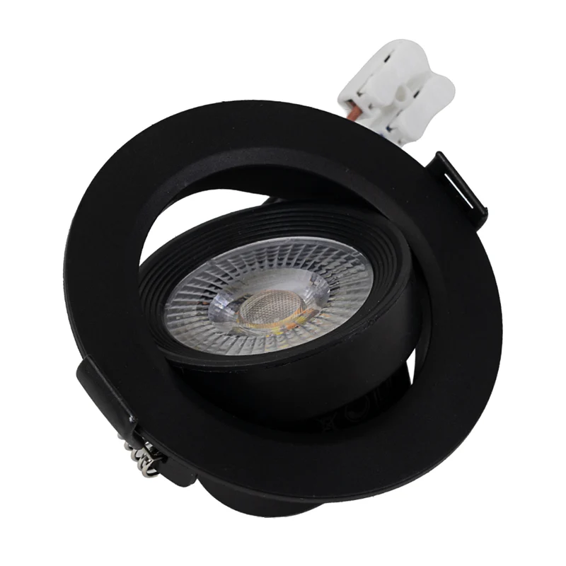 LED Downlight, schwenkbar, in Schwarz, 7 W, 600 lm, 3000 K (warmweiß), 38°, Einbaustrahler