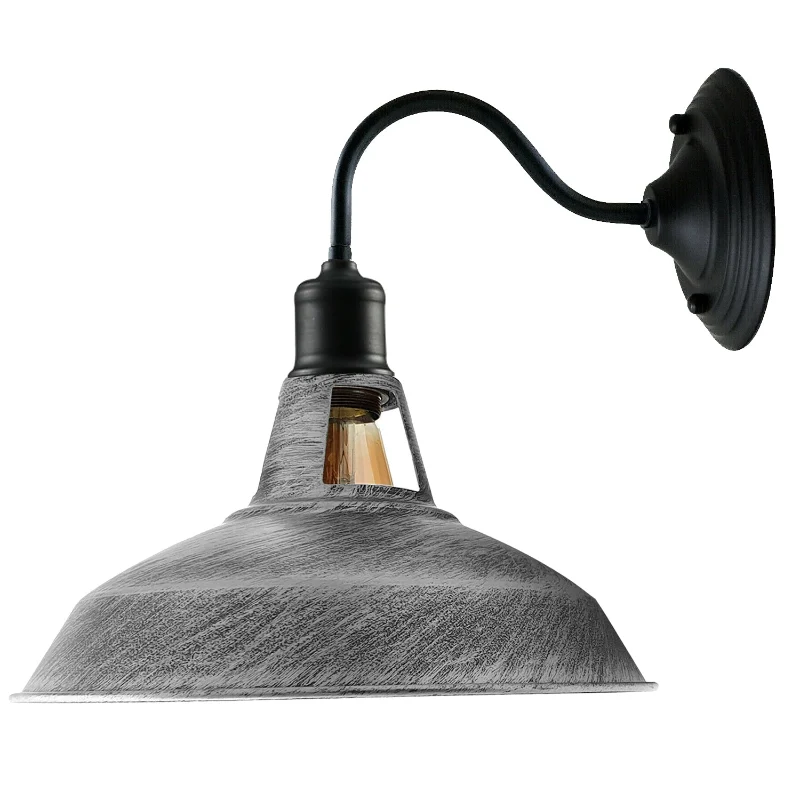Industrielle Wandleuchte gebürstetes Silber Lampenschirm ~3113