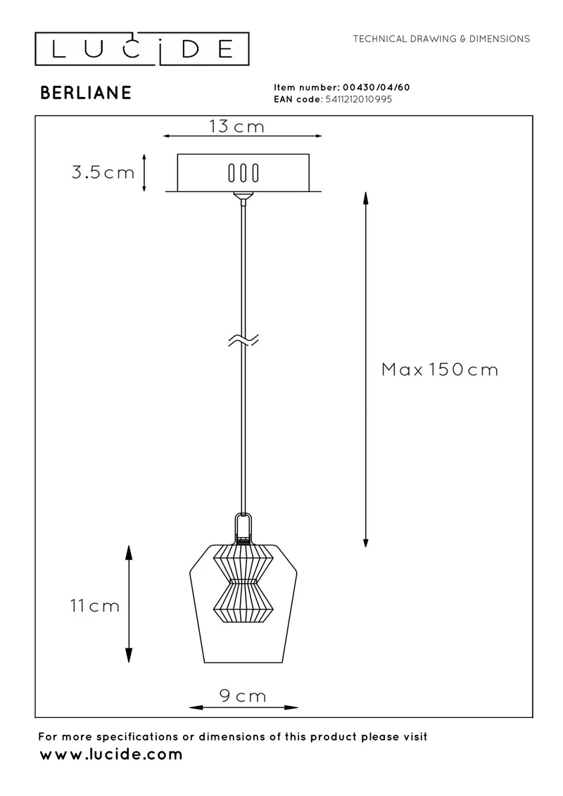 LED-Pendelleuchte Berliane dimmbar Glas Transparent