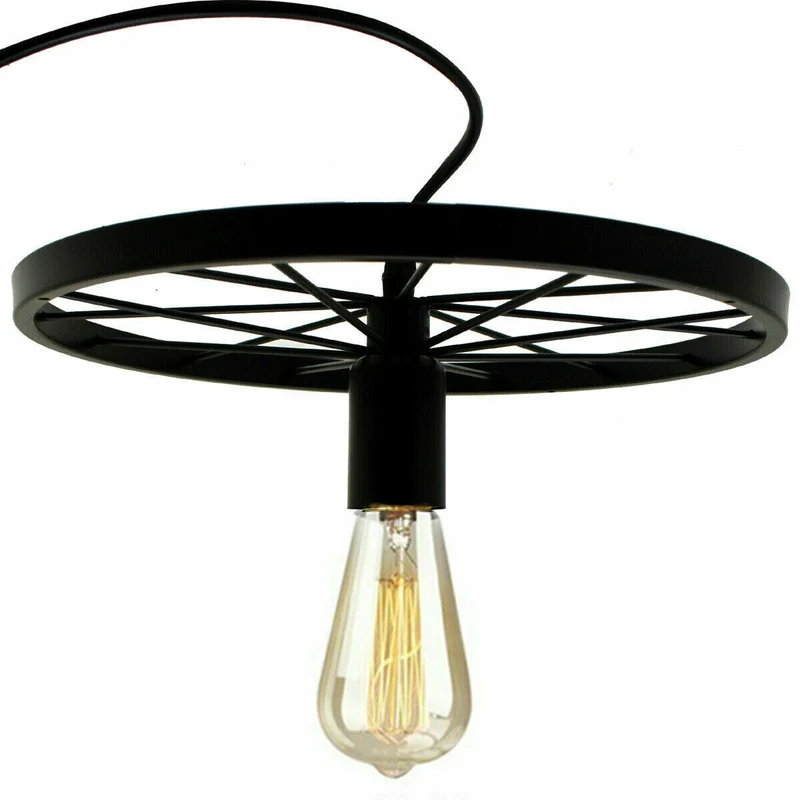 Vintage Deckenpendelleuchte Industrielles Rad Pendel Hängende Retro Lampe ~ 3246