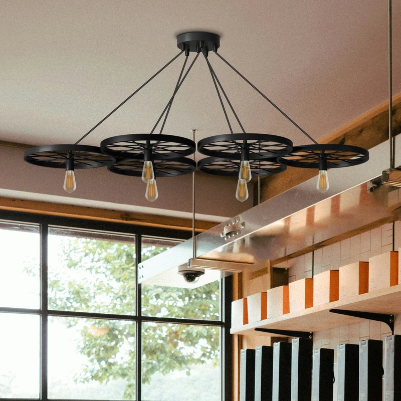Vintage Deckenpendelleuchte Industrielles Rad Pendel Hängende Retro Lampe ~ 3246