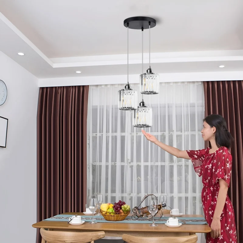3-Wege Glas Hängelampe für Wohn & Esszimmer - Modern - Pendelleuchte ~ 3245