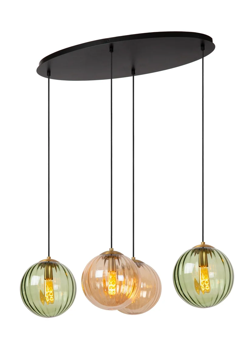 Pendelleuchte Monsaraz 4-flammig mit Schirm aus Glas