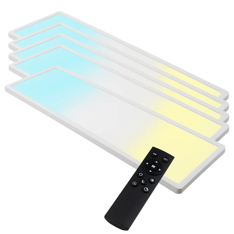LED-Panel mit Fernbedienung, 58×20 cm, weiß, 24 W, 2200 lm, IP44 Wassergeschützt, Helligkeit und Lichtfarbe einstellbar