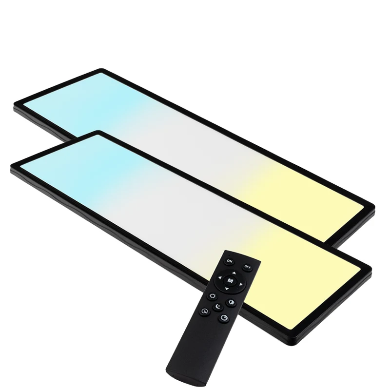 LED-Panel mit Fernbedienung, 58×20 cm, schwarz, 24 W, 2200 lm, IP44 Wassergeschützt, Helligkeit und Lichtfarbe einstellbar