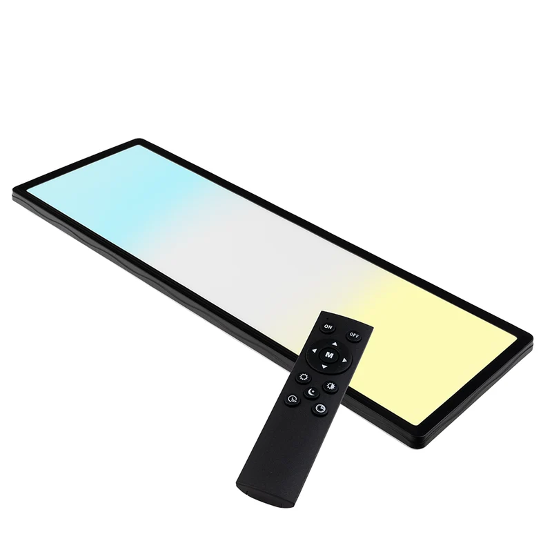 LED-Panel mit Fernbedienung, 58×20 cm, schwarz, 24 W, 2200 lm, IP44 Wassergeschützt, Helligkeit und Lichtfarbe einstellbar
