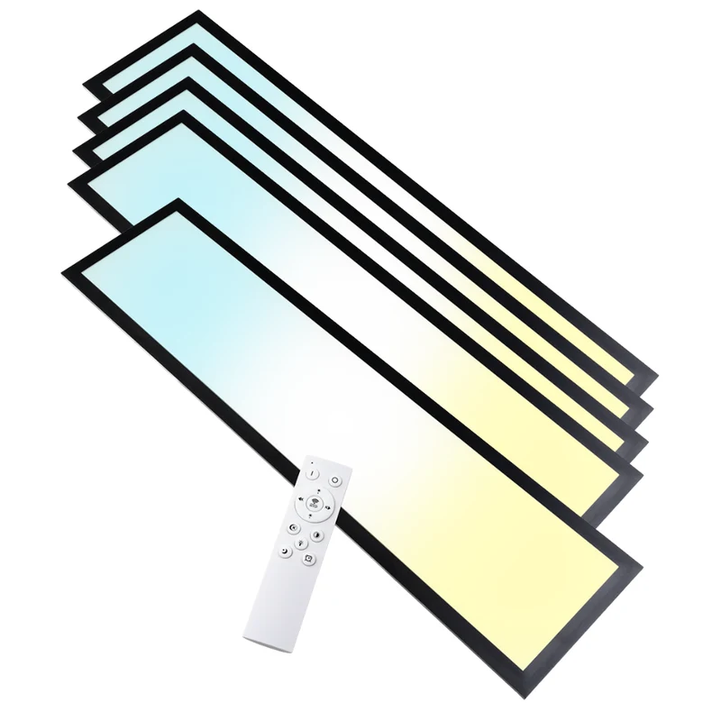 LUXULA LITEQ 80, LED-Panel mit Fernbedienung, 80×20 cm, schwarz, 40 W, 4400 lm, UGR<19, Helligkeit und Lichtfarbe einstellbar