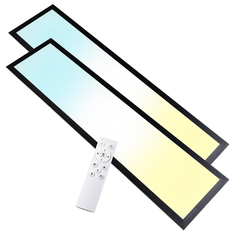 LUXULA LITEQ 100, LED-Panel mit Fernbedienung, 100×25 cm, schwarz, 40 W, 4400 lm, UGR<19, Helligkeit und Lichtfarbe einstellbar