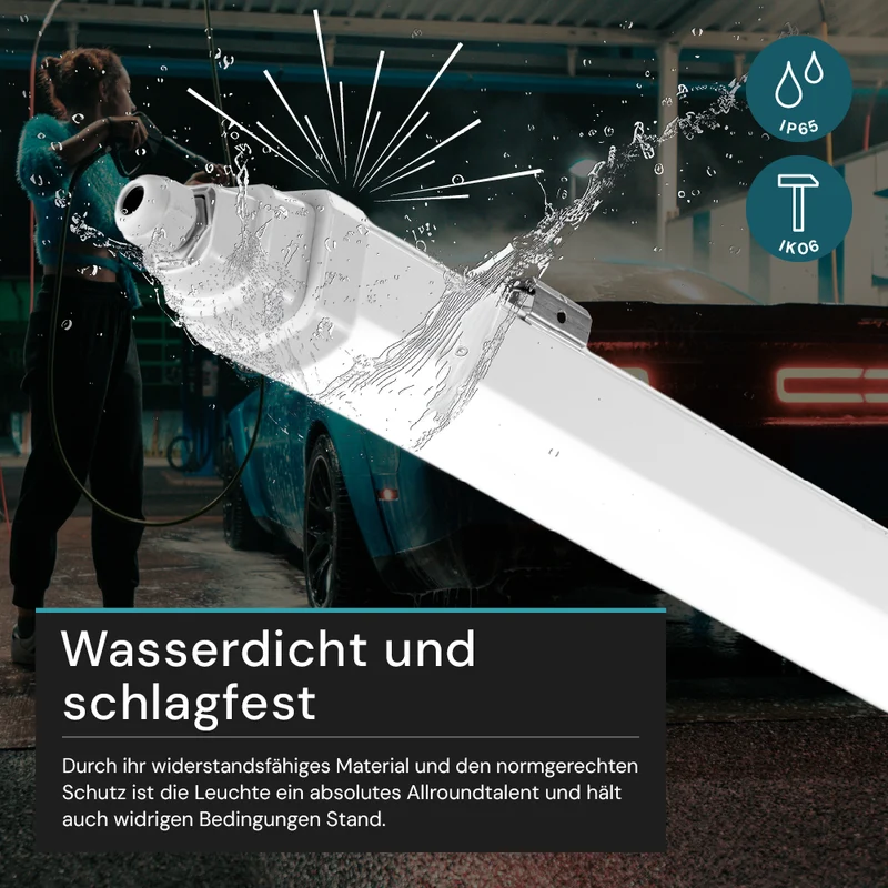 LED Feuchtraumleuchte, 60 cm, 18 W, 2160 lm, 4000 K (neutralweiß), IP65, IK06, durchschleifbar, mit Quick Connector