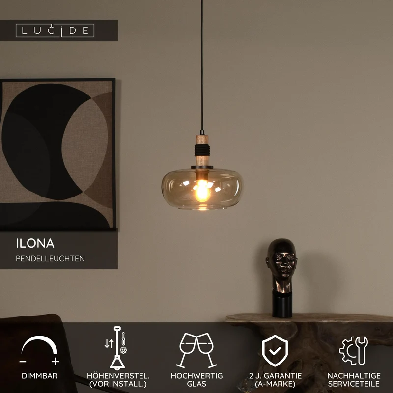 Pendelleuchte Ilona Glas Rund