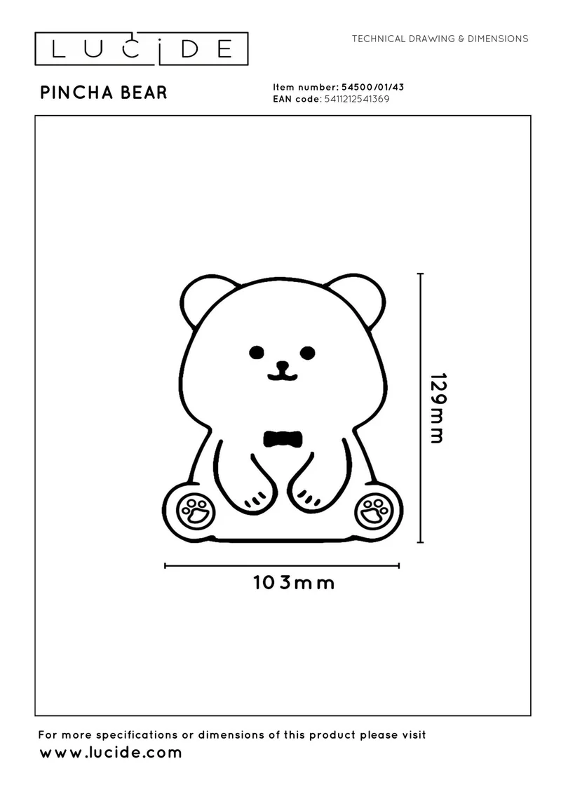 LED-Nachtlampe Pincha Bear dimmbar mit Akku und RGB-Farbwechsel