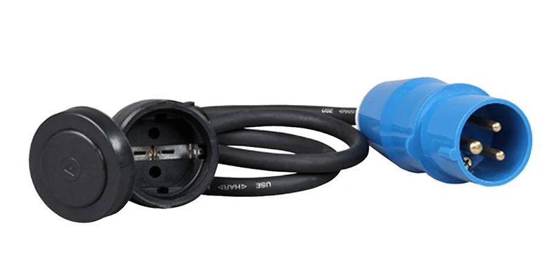 Caravan-Adapterleitung, Caravan-Stecker / Schuko-Kupplung