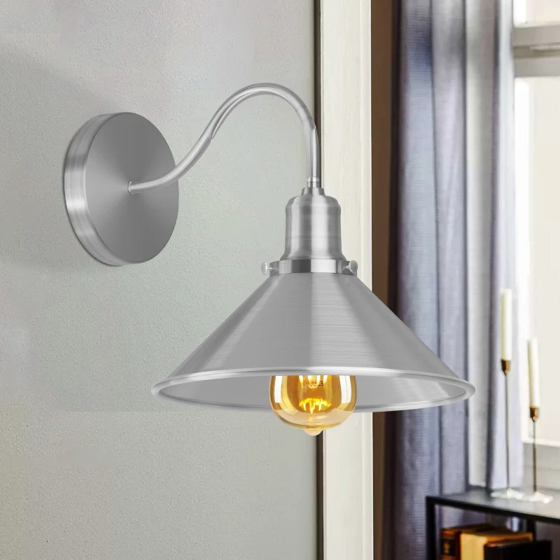 Wandlampe mit Schwanenhals Satinnikel Schlafzimmerlampen~3118