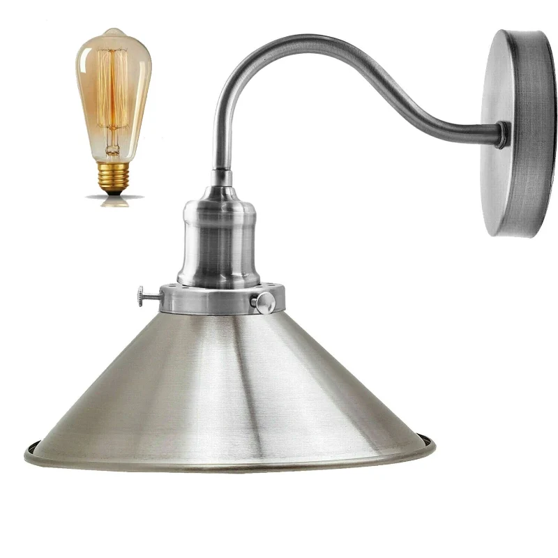 Wandlampe mit Schwanenhals Satinnikel Schlafzimmerlampen~3118