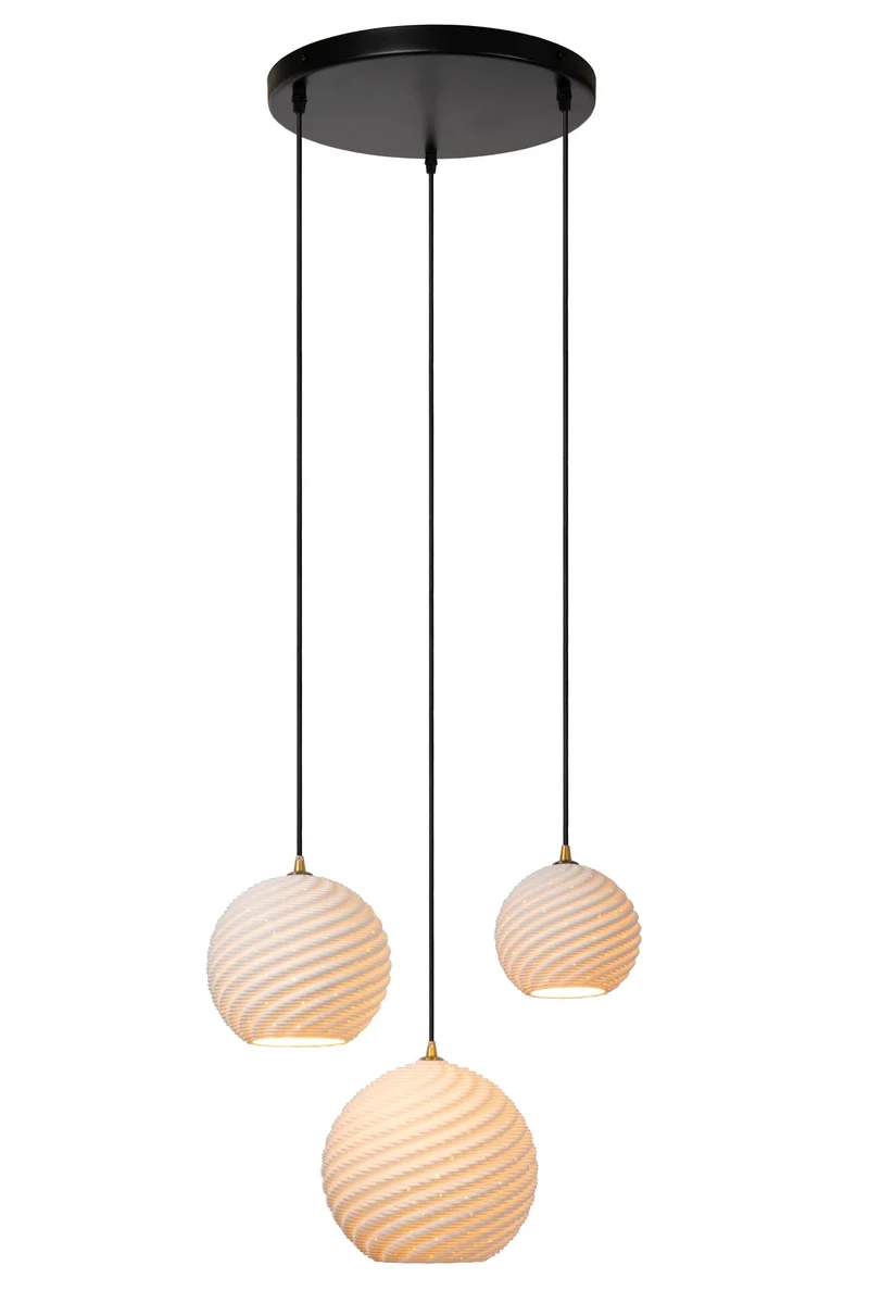 Pendelleuchte Bina 3-flammig Porzellan Weiß höhenverstellbar Ø40cm