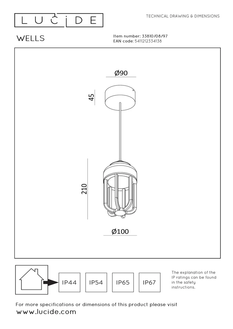 LED-Außenpendelleuchte Wells IP54