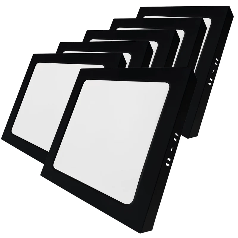 LED Aufbauleuchte in Schwarz, 6 W, 230 V, IP44-geschützt, 600 lm, Lichtfarbe einstellbar, 112x26 mm, Deckenleuchte mit Diffusor, Badezimmerlampe