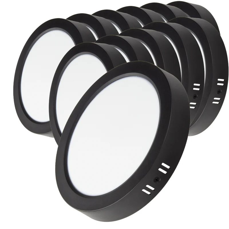 LED Aufbauleuchte in Schwarz, 18 W, 230 V, IP44-geschützt, 1800 lm, Lichtfarbe einstellbar, Ø224x35 mm, Deckenleuchte mit Diffusor, Badezimmerlampe