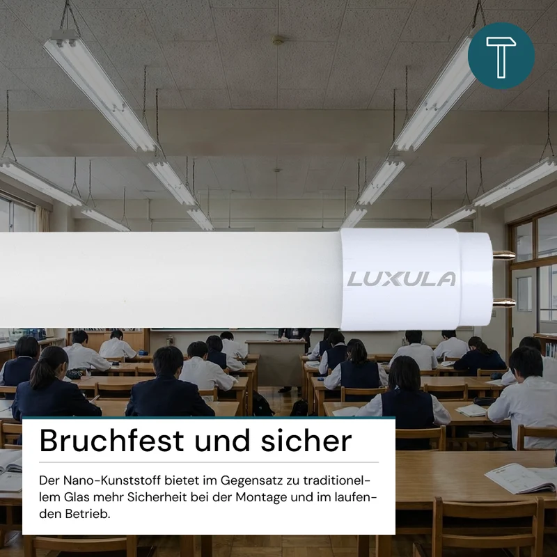 LED T8 Röhre, 150 cm, 120 lm/W, 22 W, 2640 lm, 6000 K (kaltweiß), mit Brücke