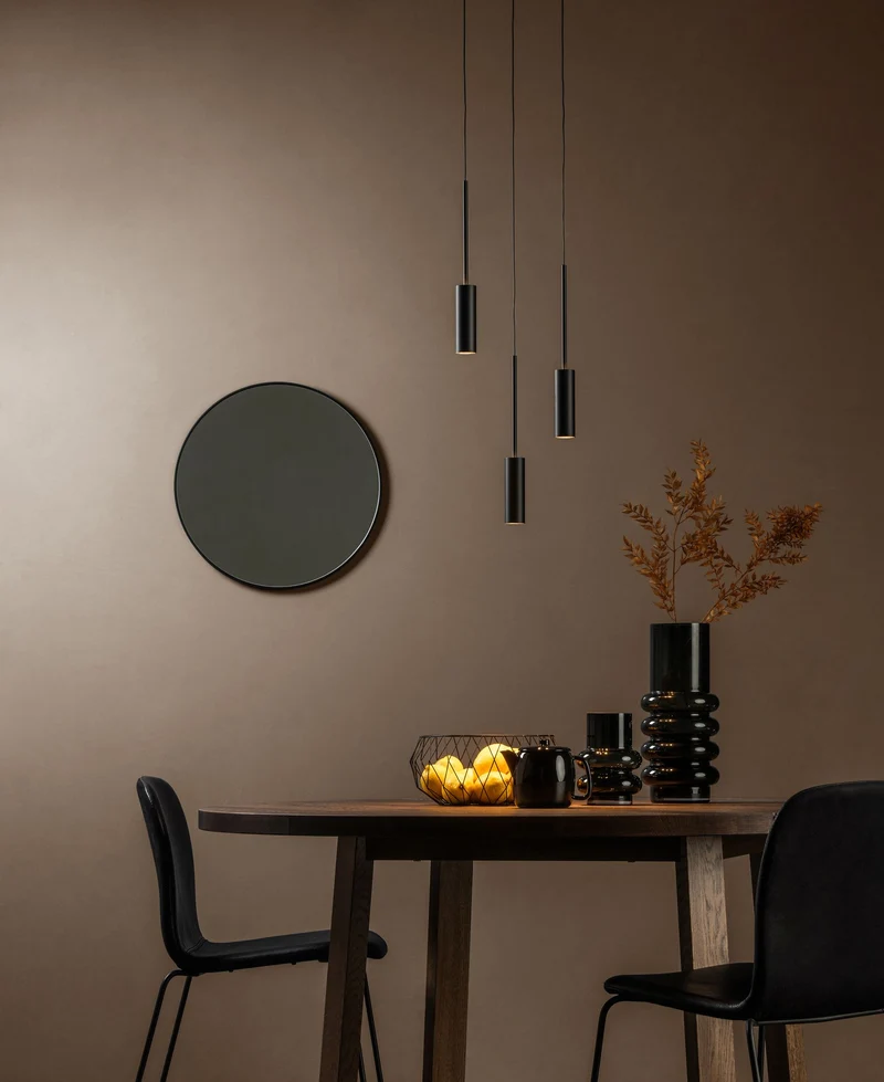 LED-Pendelleuchte Tubule 3-flammig Schwarz 26cm