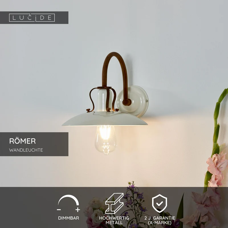 Wandleuchte Römer halbrund Beige