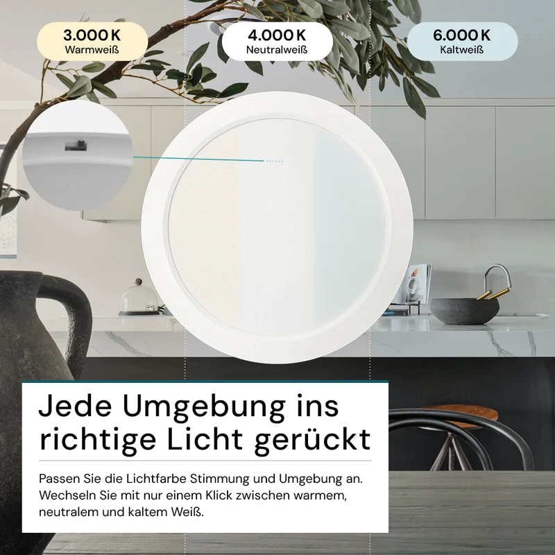 LED Aufbauleuchte in Weiß, 24 W, 230 V, IP44-geschützt, 2400 lm, Lichtfarbe einstellbar, 299x34 mm, Deckenleuchte mit Diffusor, Badezimmerlampe