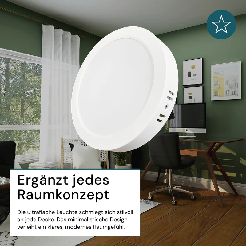 LED Aufbauleuchte in Weiß, 24 W, 230 V, IP44-geschützt, 2400 lm, Lichtfarbe einstellbar, 299x34 mm, Deckenleuchte mit Diffusor, Badezimmerlampe