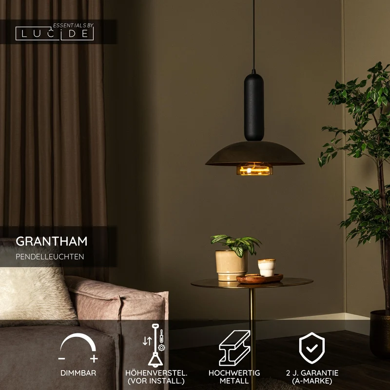 Pendelleuchte Grantham 1-flammig Ø 40cm Höhenverstellbar Kaffee