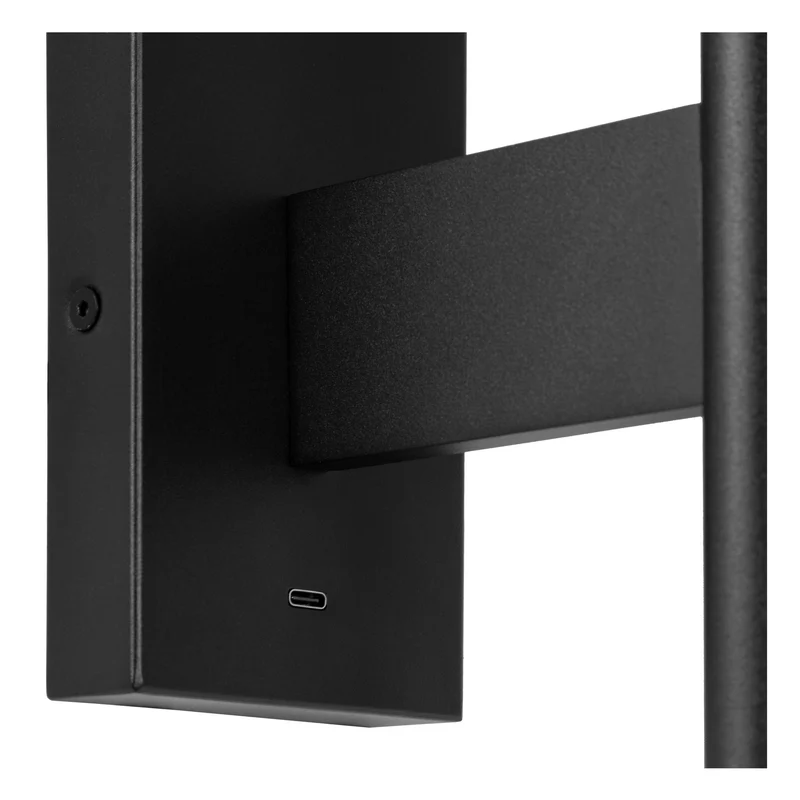 LED-Wandleuchte Finan mit USB-Ladeanschluss Schwarz 48cm