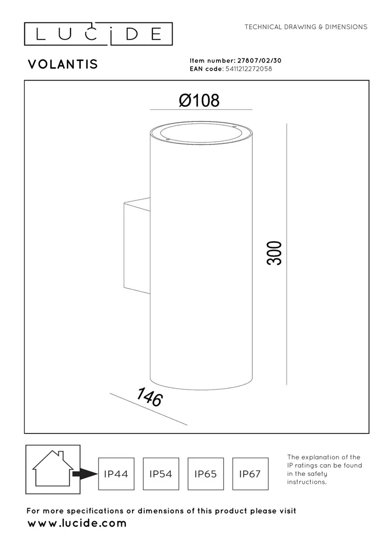 Außenwandstrahler Volantis 2-flammig Up & Down IP54 Schwarz