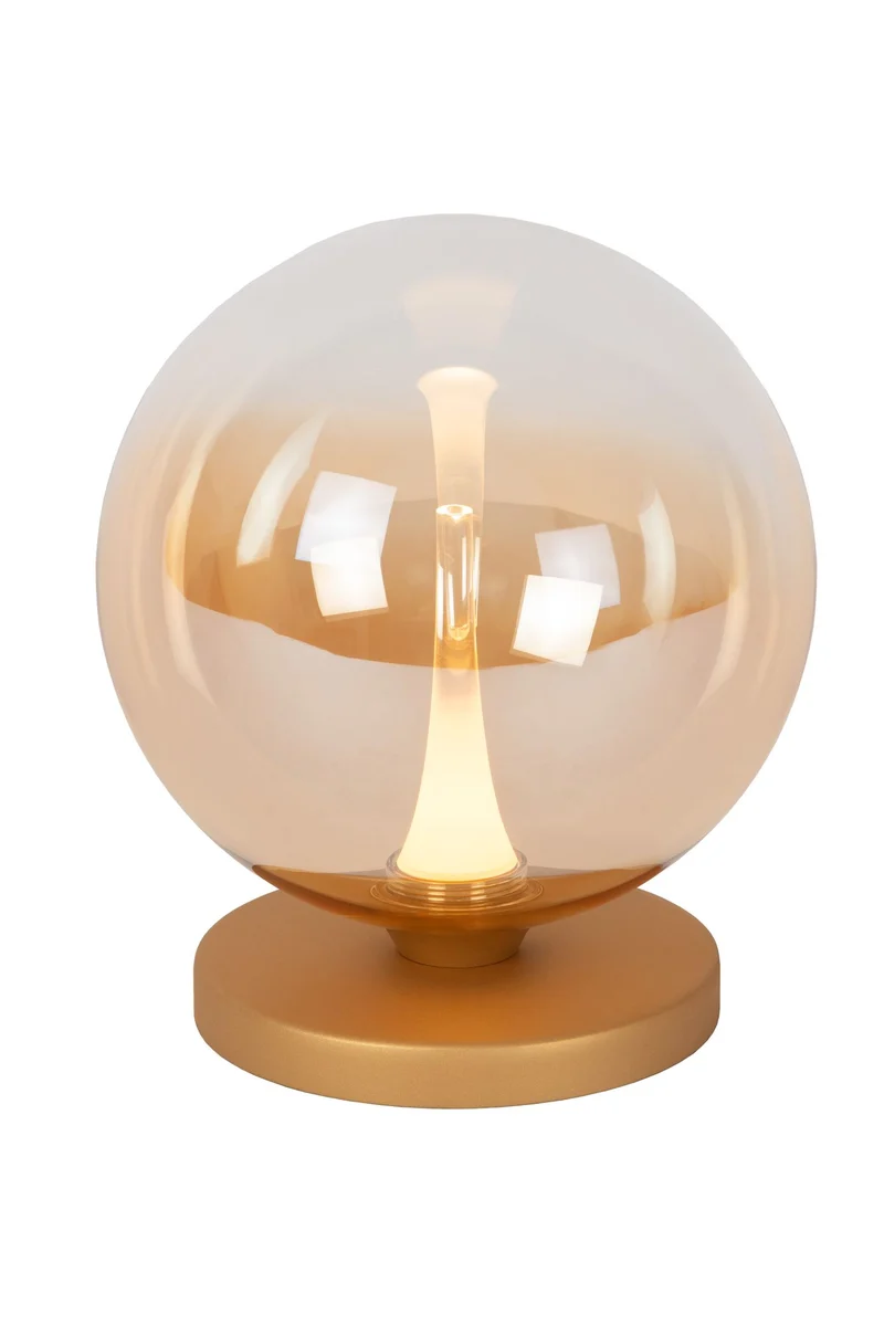 LED-Tischlampe Gisela dimmbar Glas Ø 16cm Amber Warmweiß