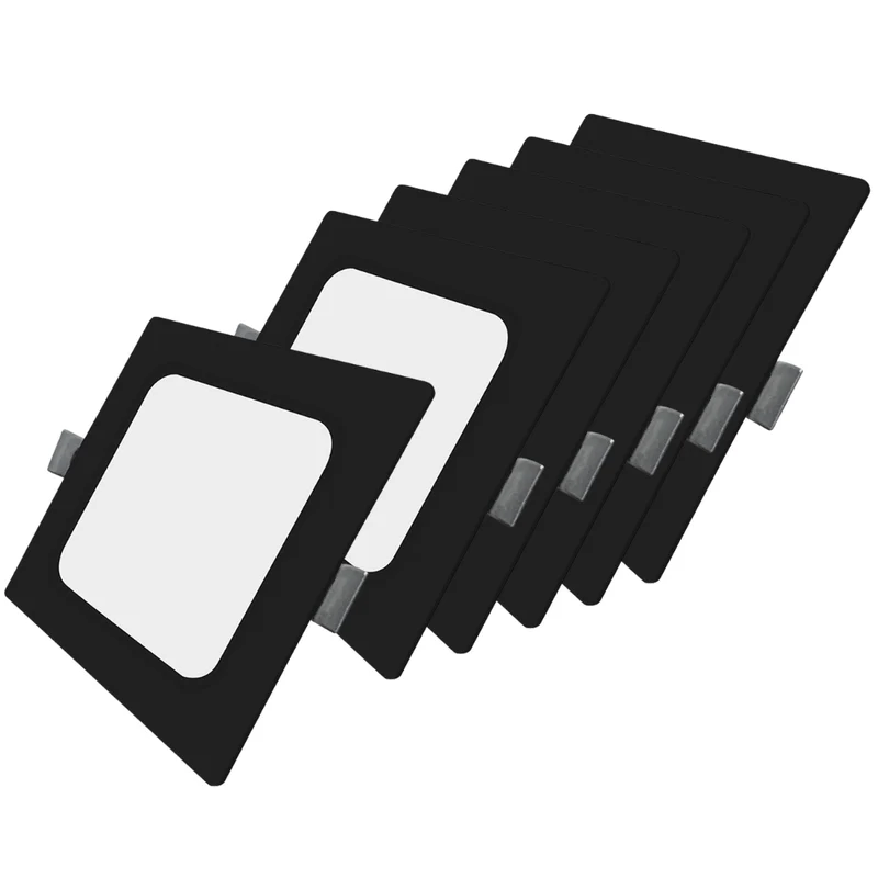LED Einbauleuchte in Schwarz, 6 W, 230 V, IP44-geschützt, 600 lm, Lichtfarbe einstellbar, 119x26 mm, Einbaustrahler mit Diffusor, Badezimmer Deckenleuchte