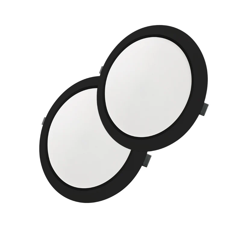 LED Einbauleuchte in Schwarz, 24 W, 230 V, IP44-geschützt, 2400 lm, Lichtfarbe einstellbar, Ø295x28 mm, Einbaustrahler mit Diffusor, Badezimmer Deckenleuchte