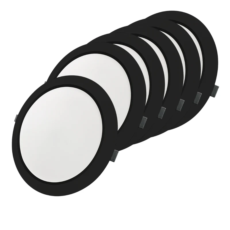 LED Einbauleuchte in Schwarz, 24 W, 230 V, IP44-geschützt, 2400 lm, Lichtfarbe einstellbar, Ø295x28 mm, Einbaustrahler mit Diffusor, Badezimmer Deckenleuchte