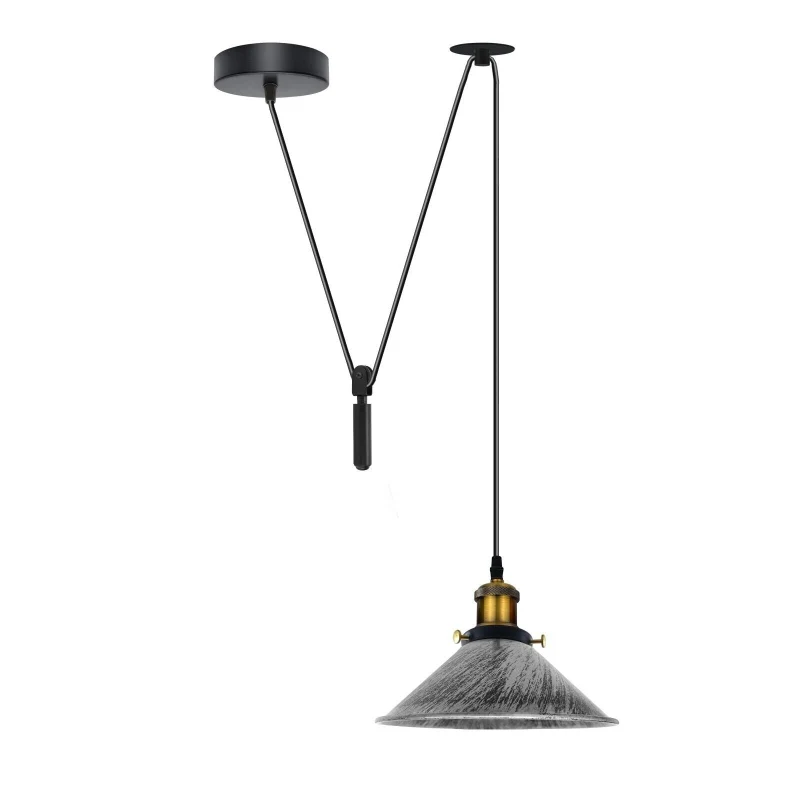 Höhenverstellbare Vintage Pendelleuchte mit Flaschenzug ~3188